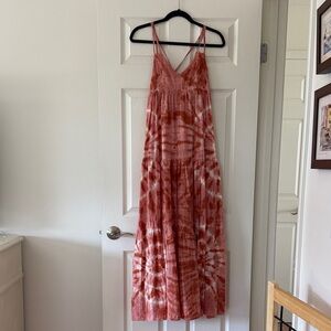YFB Copper and White Tie-Dye Maxi Dress